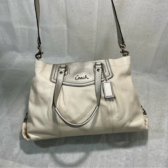 Coach Ashley Ivory Leather Shoulder/Crossbody Bag, - Picture 2 of 15